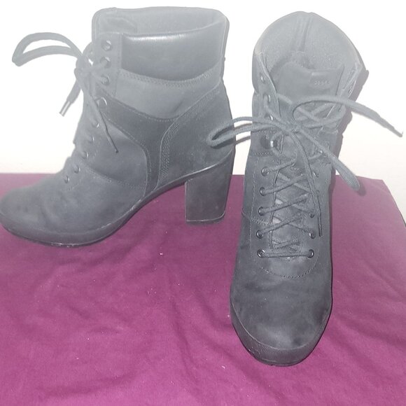 Timberland Camdale black Nubuck suede chunky heeled lace-up boots Size 8 - Picture 4 of 8